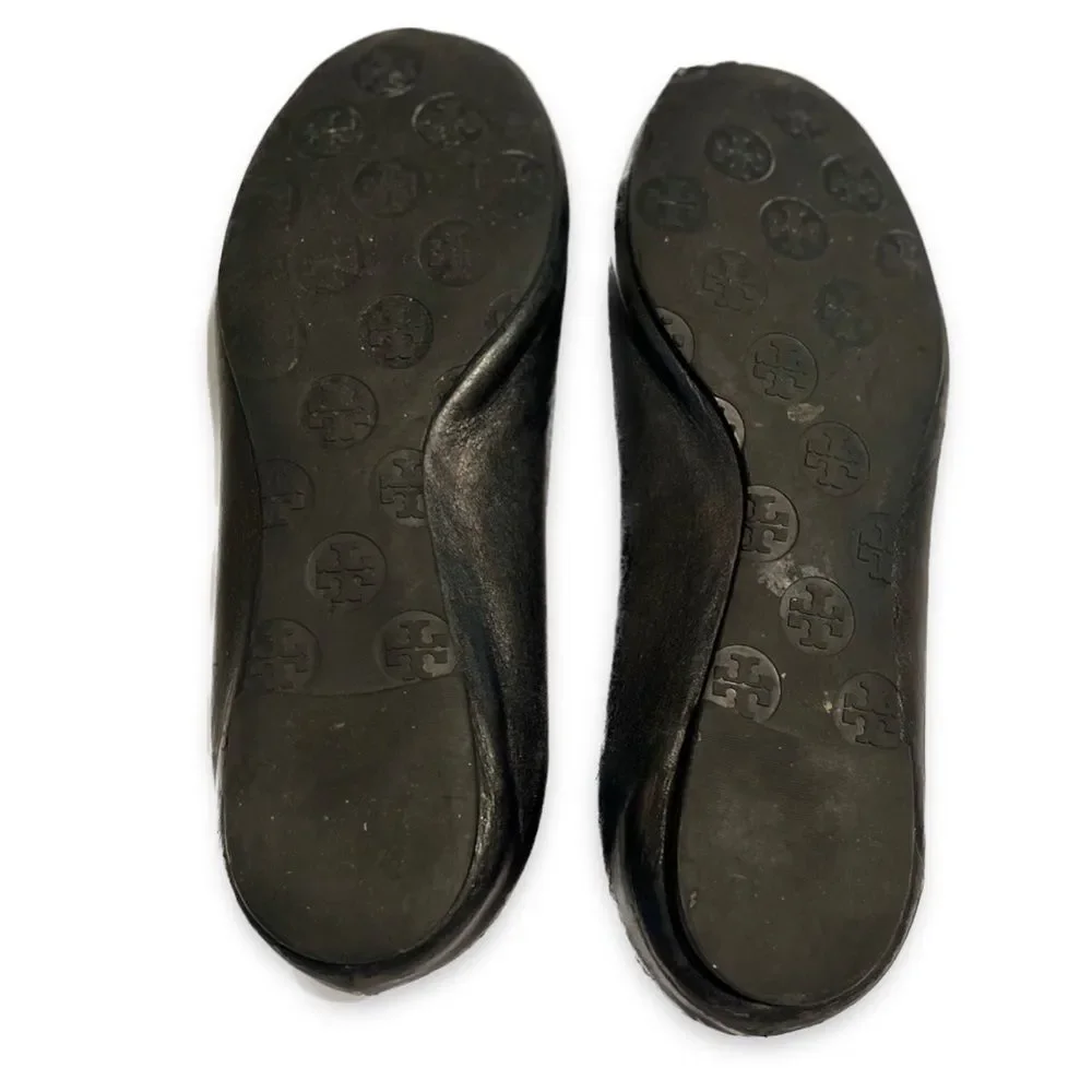 Tory Burch Black Leather Reva Ballet Flats Size 8.5